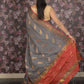 Rajwada Grey Woven Cotton Blend Saree With Unstitched Blouse For Women
