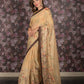 Rajwada Beige Sequins Embroidered Crepe Saree with Unstitched Blouse for Women