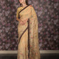 Rajwada Beige Sequins Embroidered Crepe Saree with Unstitched Blouse for Women