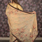 Rajwada Beige Sequins Embroidered Crepe Saree with Unstitched Blouse for Women