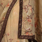 Rajwada Beige Sequins Embroidered Crepe Saree with Unstitched Blouse for Women