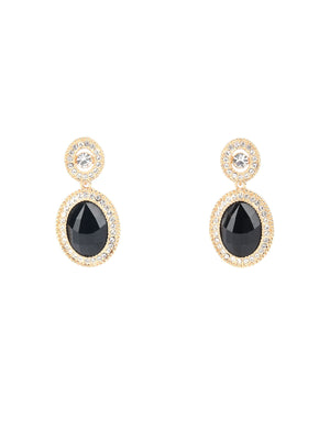 Rajwada Black Faux Stones Golden Dangler Earring For Women