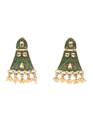 Rajwada Green Meenakari Dangler Earring For Women