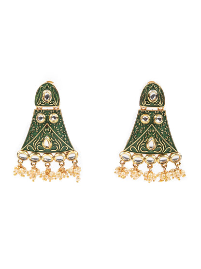 Rajwada Green Meenakari Dangler Earring For Women