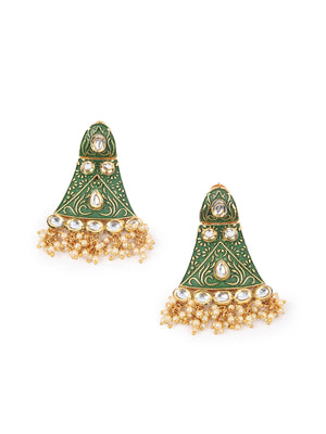Rajwada Green Meenakari Dangler Earring For Women