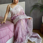Rajwada - Purple Organza Embroidery Saree with Unstitched Blouse