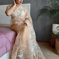 Rajwada - Peach Organza Embroidery Saree with Unstitched Blouse