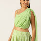 Rajwada - Green Georgette Embroidered Semi Stitched Lehenga Choli