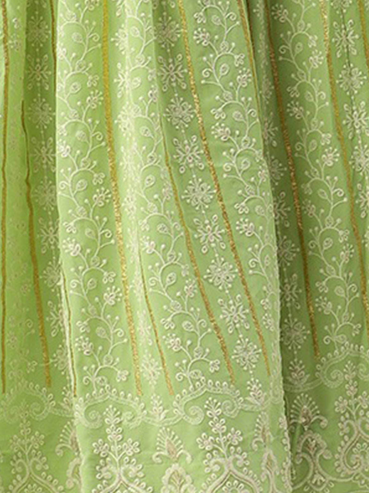 Rajwada - Green Georgette Embroidered Semi Stitched Lehenga Choli
