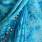 Rajwada - Blue Satin Georgette Prism Print Saree with Unstitched Blouse