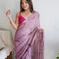 Rajwada - Lilac Satin Georgette Prism Print Saree with Unstitched Blouse