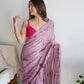 Rajwada - Lilac Satin Georgette Prism Print Saree with Unstitched Blouse