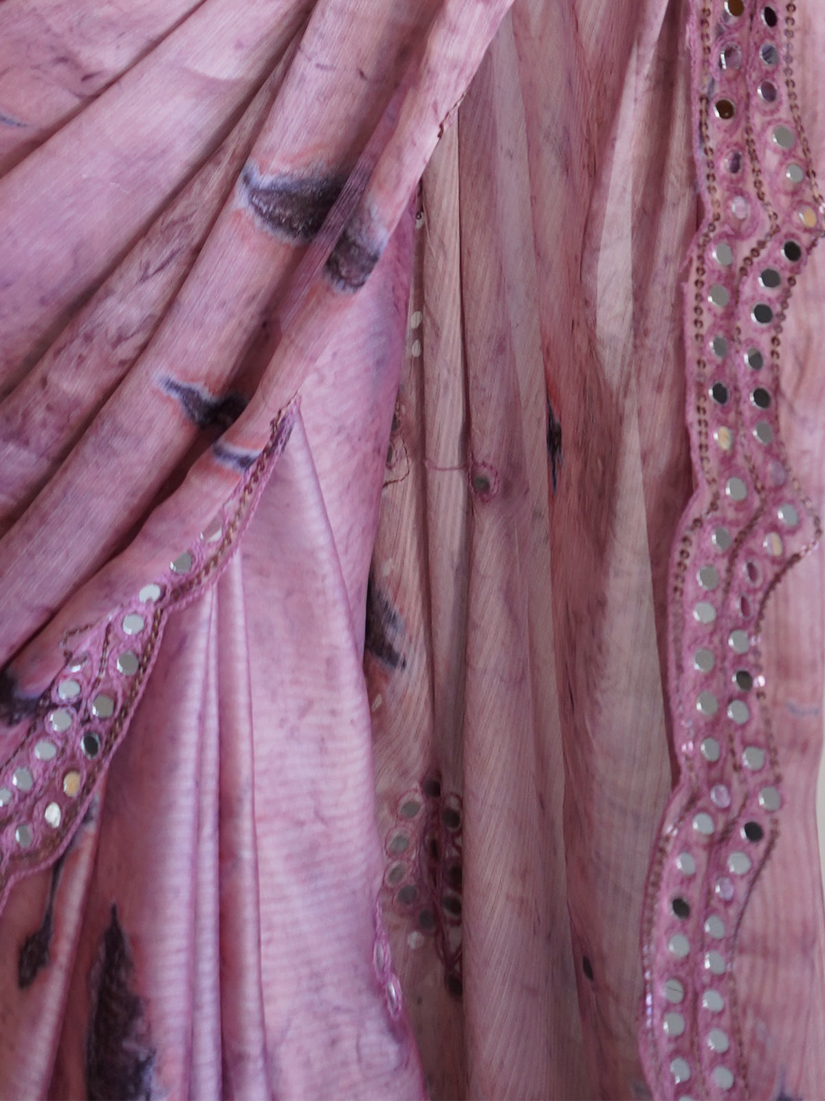 Rajwada - Lilac Satin Georgette Prism Print Saree with Unstitched Blouse