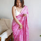 Rajwada - Pink Satin Georgette Prism Print Saree With Unstitched Blouse