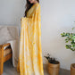 Rajwada - Yellow Satin Georgette Prism Print Saree with Unstitched Blouse