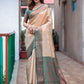 Off White Silk Blend Woven Saree With Unstitched Blouse