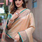Off White Silk Blend Woven Saree With Unstitched Blouse