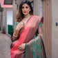 Orange Silk Blend Woven Saree With Unstitched Blouse