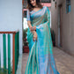 Blue Silk Blend Woven Saree With Unstitched Blouse