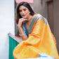 Yellow Silk Blend Woven Saree With Unstitched Blouse