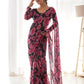 Black chiffon  floral Saree with stitched Blouse