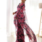 Black chiffon  floral Saree with stitched Blouse