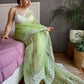 Rajwada Green Organza  Saree with unstitched Blouse For Women