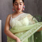 Rajwada Green Organza  Saree with unstitched Blouse For Women
