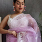 Rajwada Pink Organza  Saree with unstitched Blouse For Women