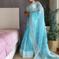 Rajwada Women's Blue Organza  Saree with unstitched Blouse