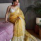 Rajwada Yellow Organza  Saree with unstitched Blouse For Women