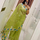 Rajwada Green Organza  Saree with unstitched Blouse For Women
