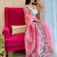 Rajwada Women's Pink Organza  Saree with unstitched Blouse