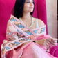 Rajwada Women's Pink Organza  Saree with unstitched Blouse