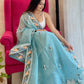 Rajwada Blue Organza Saree with unstitched Blouse For Women