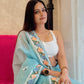 Rajwada Blue Organza Saree with unstitched Blouse For Women