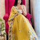 Rajwada Yellow Organza  Saree with unstitched Blouse For Women