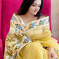 Rajwada Yellow Organza  Saree with unstitched Blouse For Women