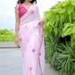 Rajwada Women's Pink Georgette Silk Saree with unstitched Blouse