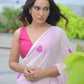 Rajwada Women's Pink Georgette Silk Saree with unstitched Blouse