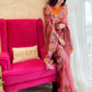 Rajwada Peach Organza Saree with unstitched Blouse For Women
