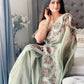 Rajwada Women's Green Organza  Saree with unstitched Blouse