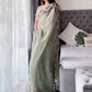 Rajwada Women's Green Organza  Saree with unstitched Blouse