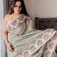 Rajwada Women's Green Organza  Saree with unstitched Blouse