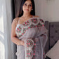 Rajwada Women's Light Purple Organza  Saree with unstitched Blouse