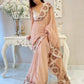 Rajwada Women's Peach Organza  Saree with unstitched Blouse