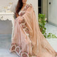 Rajwada Women's Peach Organza  Saree with unstitched Blouse