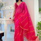 Rajwada Red and Pink Organza  Saree with unstitched Blouse For Women