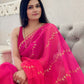 Rajwada Red and Pink Organza  Saree with unstitched Blouse For Women