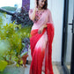 Rajwada Women's Pink Chinon  Saree with stitched Blouse